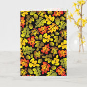 秋のオーク離れ カード (黄色い花)