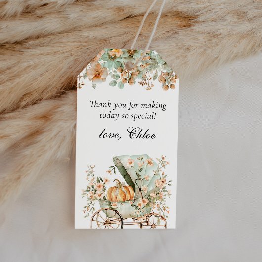 秋のオータムパンプキンベイビーシャワーのお礼の品 ギフトタグ