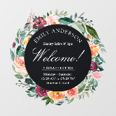 秋のオータムローズフラワー花輪 ビジネス ウィンドウサイン (シート)