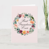 秋のオータムローズフラワー花輪 ベスト グランマ カード (正面)