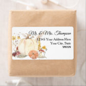 秋のオータム フローラル ホワイト パンプキン 返送先住所 ラベル (インサイチュ)