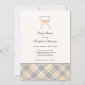 秋のオーダー Plaid Ribbon 中性 ベビーシャワー 招待状 (正面)