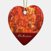 秋のオーナメントの美しいオレンジカラフルの葉 セラミックオーナメント (左)