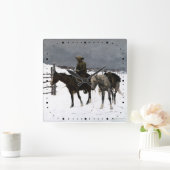 秋のカウボーフレデリックレミントン1895西部 スクエア壁時計 (ホーム)