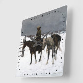 秋のカウボーフレデリックレミントン1895西部 スクエア壁時計 (傾斜)