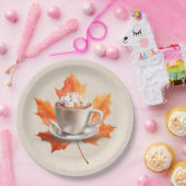 秋のカエデとホットココア ペーパープレート (パーティー)