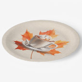 秋のカエデとホットココア ペーパープレート (アングル)
