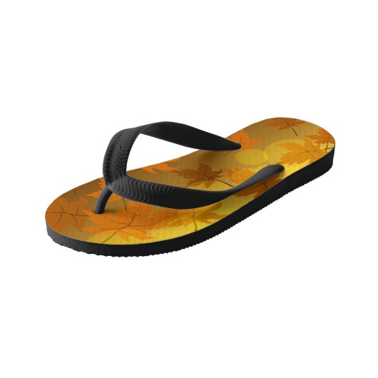 秋のカエデと葉《写真》ぼけ味模様 キッズビーチサンダル (アングル)