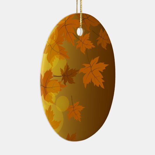 秋のカエデと葉《写真》ぼけ味模様 セラミックオーナメント (右)