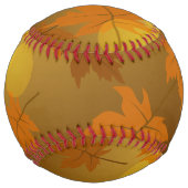 秋のカエデと葉《写真》ぼけ味模様 ソフトボール (正面)