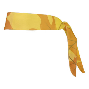 秋のカエデと葉《写真》ぼけ味模様 タイヘッドバンド