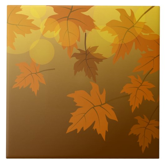 秋のカエデと葉《写真》ぼけ味模様 タイル (正面)