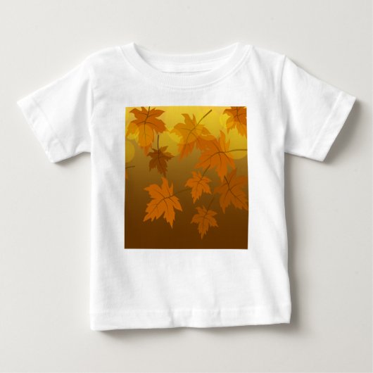 秋のカエデと葉《写真》ぼけ味模様 ベビーTシャツ (正面)