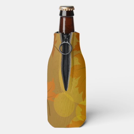 秋のカエデと葉《写真》ぼけ味模様 ボトルクーラー (ボトル裏面)