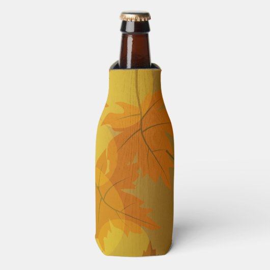 秋のカエデと葉《写真》ぼけ味模様 ボトルクーラー (ボトル正面)