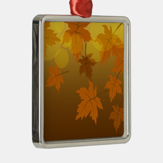秋のカエデと葉《写真》ぼけ味模様 メタルオーナメント (右)