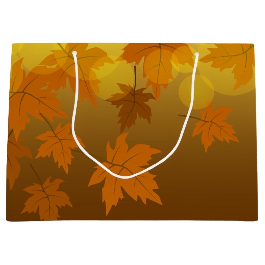 秋のカエデと葉《写真》ぼけ味模様 ラージペーパーバッグ (正面)