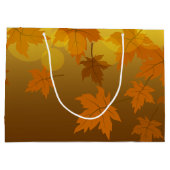 秋のカエデと葉《写真》ぼけ味模様 ラージペーパーバッグ (裏面)