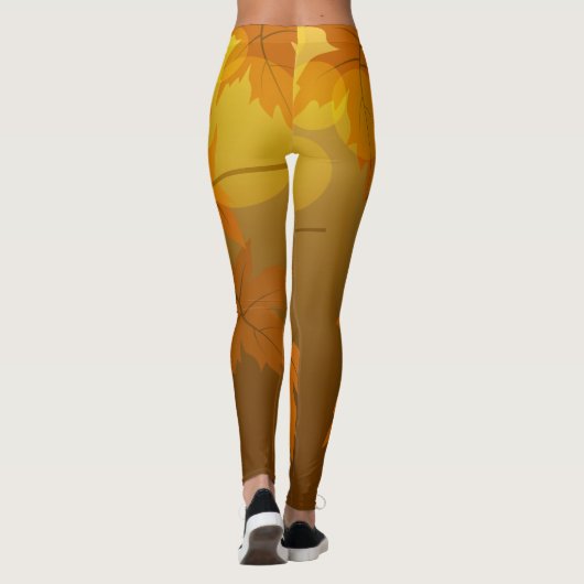 秋のカエデと葉《写真》ぼけ味模様 レギンス (裏面)