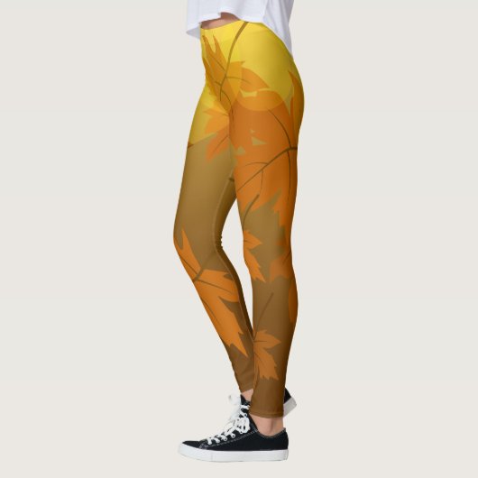 秋のカエデと葉《写真》ぼけ味模様 レギンス (左)