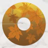 秋のカエデと葉《写真》ぼけ味模様 ワイングラスタグ (正面)