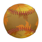 秋のカエデと葉《写真》ぼけ味模様 野球ボール (裏面)