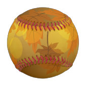 秋のカエデと葉《写真》ぼけ味模様 野球ボール (正面)