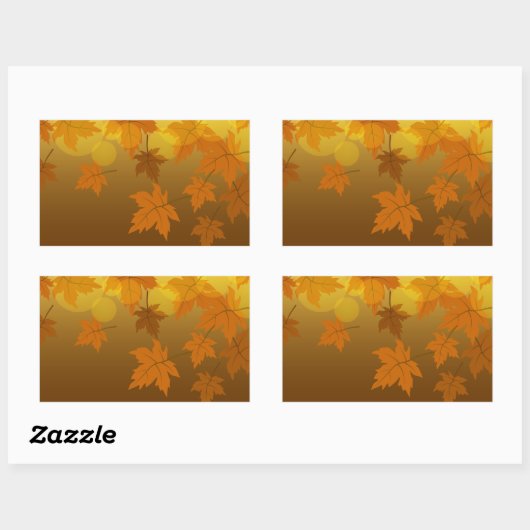 秋のカエデと葉《写真》ぼけ味模様 長方形シール (シート)