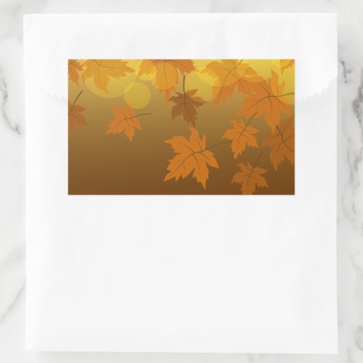 秋のカエデと葉《写真》ぼけ味模様 長方形シール (バッグ)