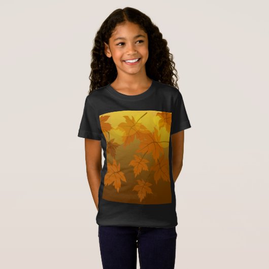 秋のカエデと葉《写真》ぼけ味模様 Tシャツ (正面フル)