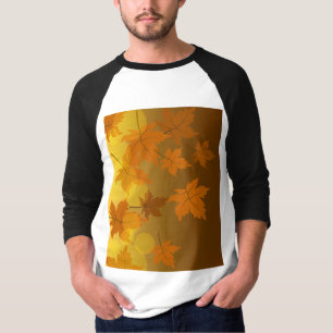 秋のカエデと葉《写真》ぼけ味模様 Tシャツ
