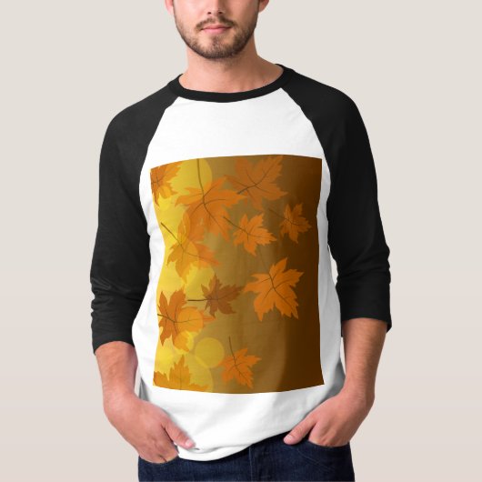 秋のカエデと葉《写真》ぼけ味模様 Tシャツ (正面)