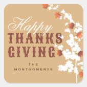 秋のカエデの幸葉せ感謝祭 スクエアシール (正面)