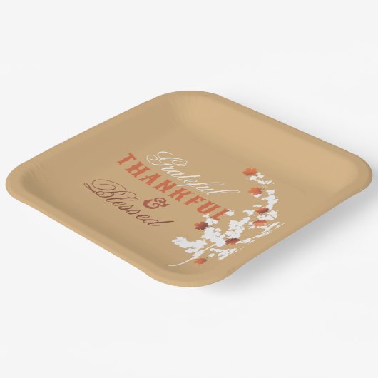 秋のカエデの幸葉せ感謝祭 ペーパープレート (傾斜あり)