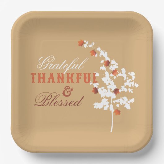 秋のカエデの幸葉せ感謝祭 ペーパープレート (正面)