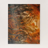 秋のカエデの木の森秋の森の葉 ジグソーパズル (縦)