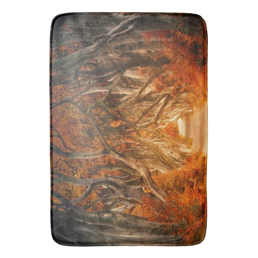 秋のカエデの木の森秋の森の葉 バスマット (正面縦)