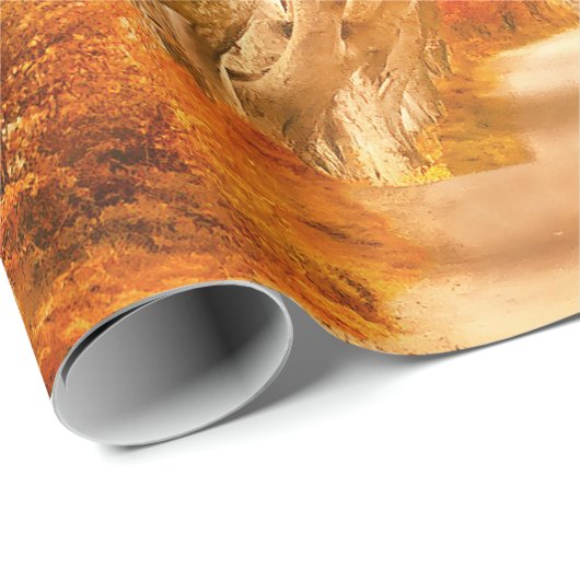 秋のカエデの木の森秋の森の葉 ラッピングペーパー (ロールコーナー)