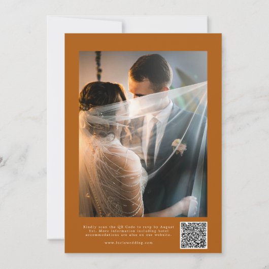 秋のカエデの葉の水の色の写真結婚の 招待状 (裏面)