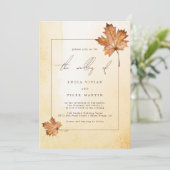 秋のカエデの葉の水の色結婚の 招待状 (スタンド正面)