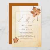 秋のカエデの葉の水の色結婚の 招待状 (正面/裏面)