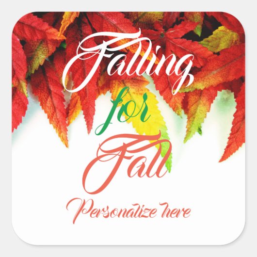 秋のカエデの葉の赤に落エレガントちる スクエアシール (正面)