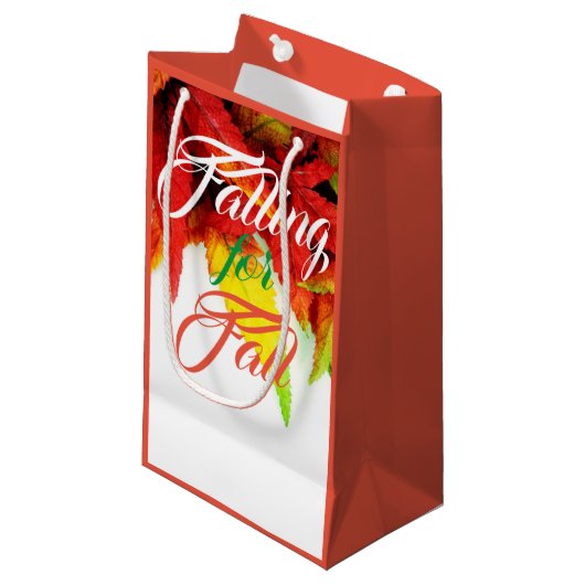 秋のカエデの葉の赤に落エレガントちる スモールペーパーバッグ (正面アングル)