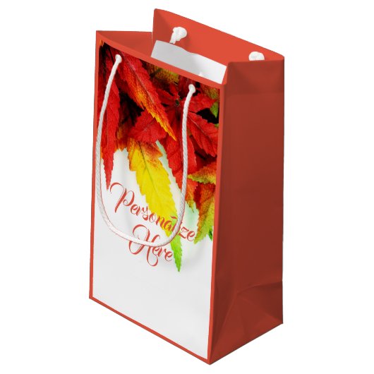 秋のカエデの葉の赤に落エレガントちる スモールペーパーバッグ (裏面アングル)