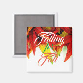 秋のカエデの葉赤に向かってエレガント落ちる マグネット (正面/裏面)