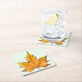 秋のカエデの葉 スクエアペーパーコースター (インサイチュ)