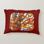 秋のカエデの赤の鳥 アクセントクッション (裏面)