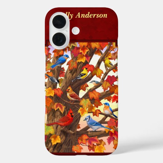 秋のカエデの赤の鳥 Case-Mate iPhoneケース (裏面)