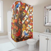 秋のカエデの鳥 シャワーカーテン (インサイチュ)