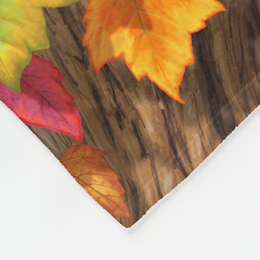 秋のカエデの鳥 フリースブランケット (角)